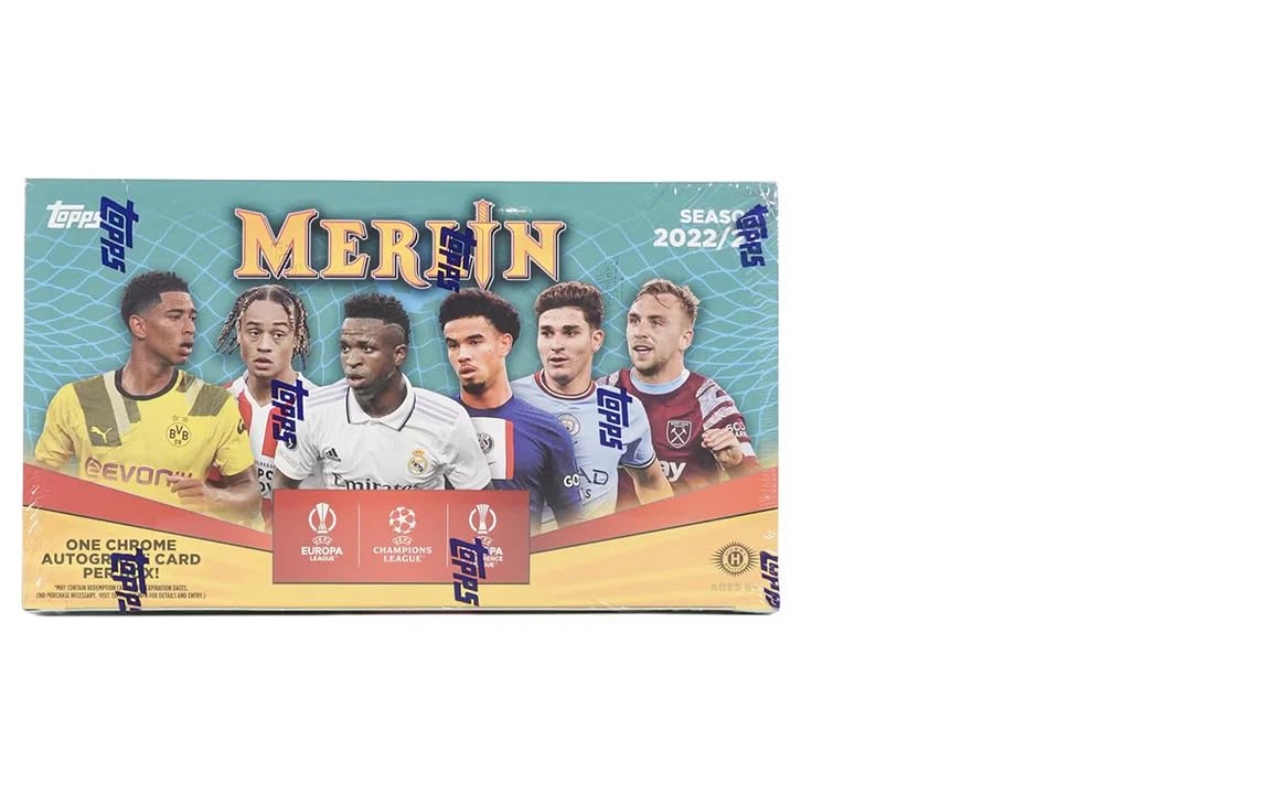 2022-2023 Topps UEFA Merlin Chrome Soccer Hobby Box - 1 Autograph Card Guaranteed Per Box - Collectible Soccer Trading Cards for Fans & Investors - Perfect for Game Nights, Gifts & Card Collections