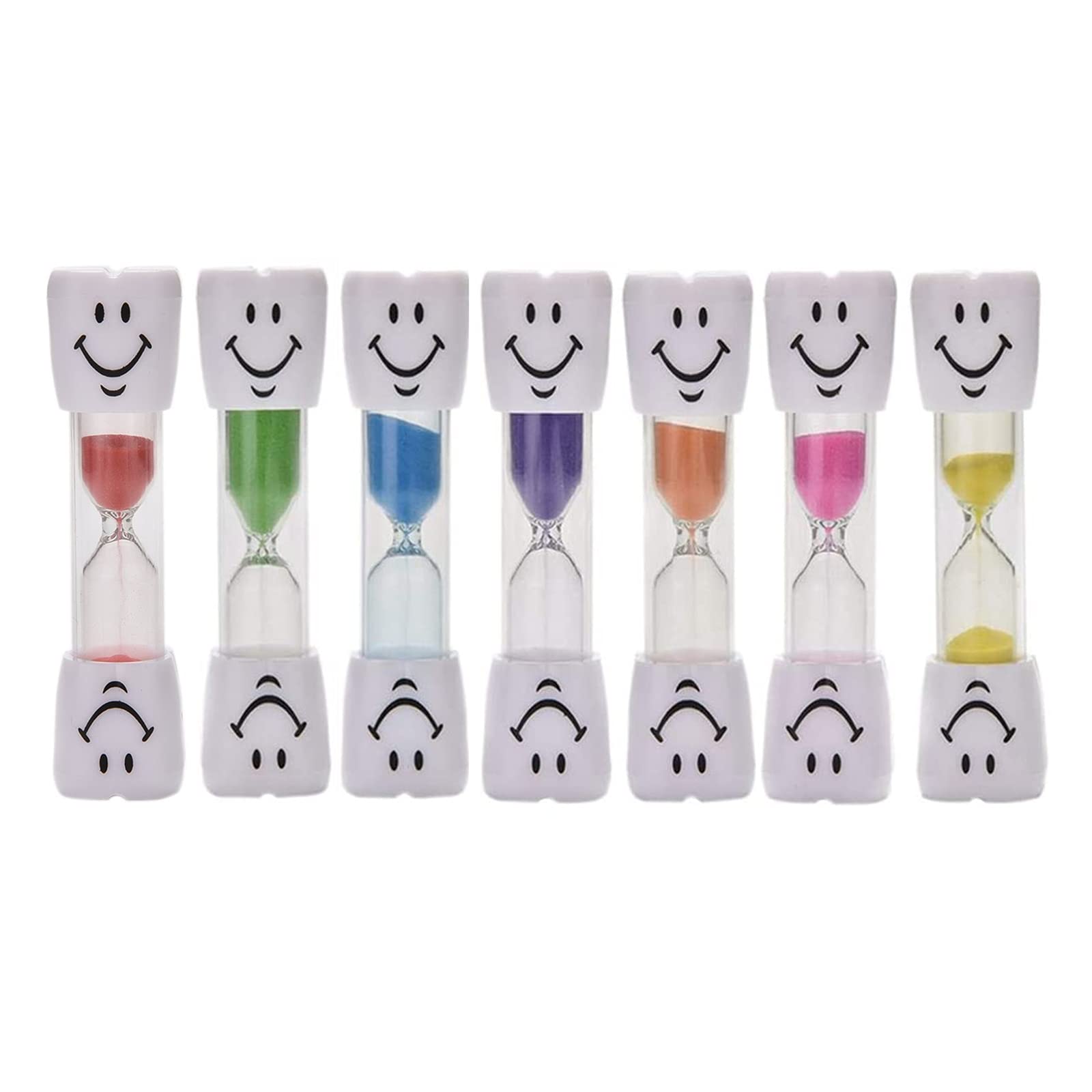 Transun Moo 7-Pack 2-Minute Colorful Sand Timer for Kids - Fun Tooth Brushing Timer to Promote Dental Hygiene - Perfect for Bathroom, Classroom & Homeschool Use