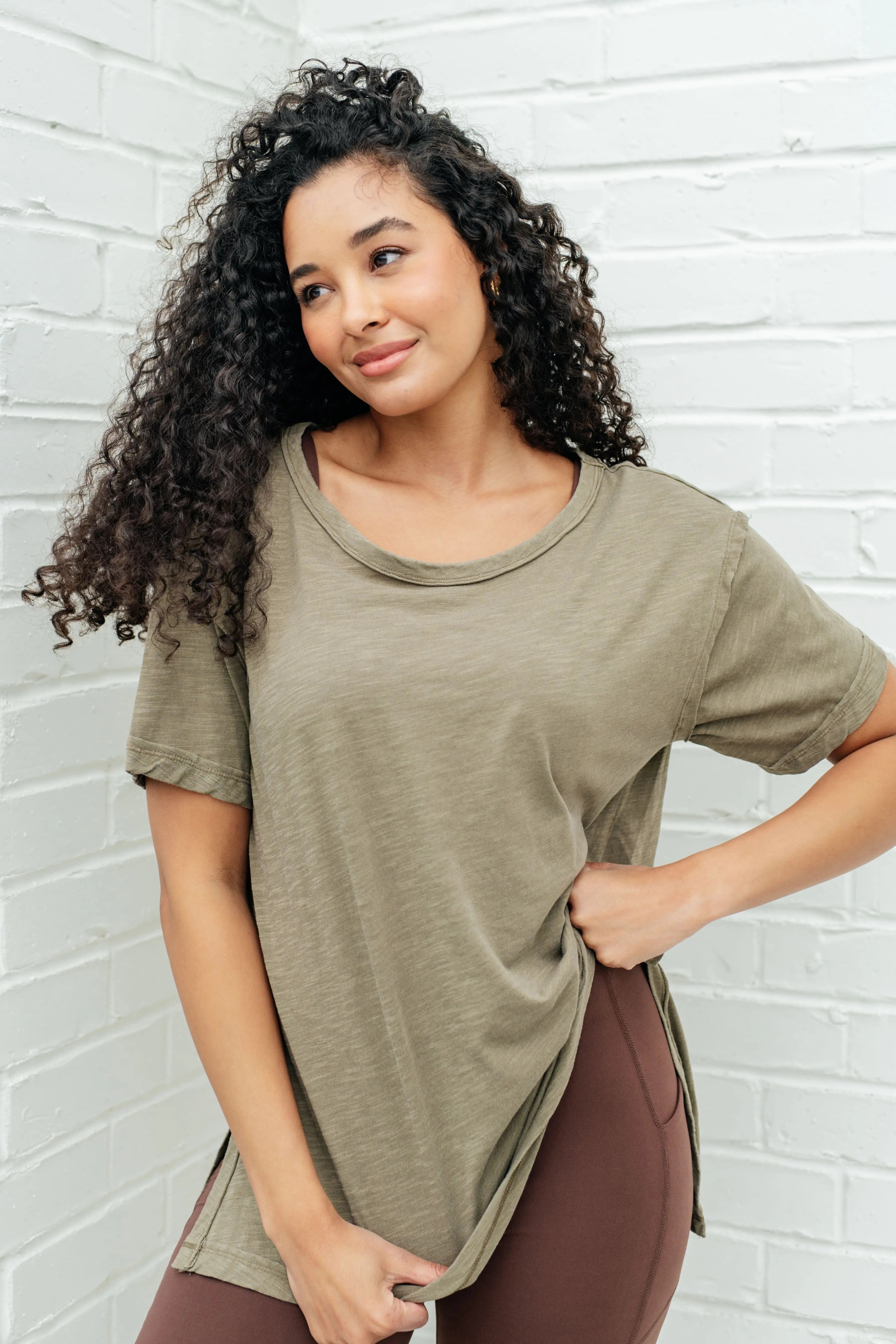 Let Me Live Relaxed Tee in Army Green - Soft Cotton Comfort T-Shirt for Casual Wear & Everyday Outfits