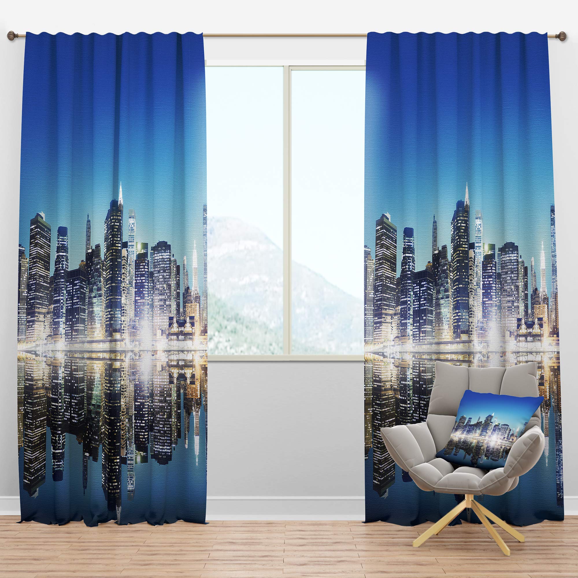 DesignQ Blackout Curtains 'Skyscraper on New York City' - Thermal Insulated Bedroom & Living Room Drapes - Single Panel 52x84 Inches - Perfect for Light Blocking, Privacy & Temperature Control in Urban Apartments