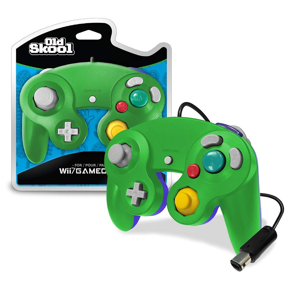 Original Title: Old Skool GameCube/Wii Compatible Controller - Green/Blue Special Edition   Optimized Title: **GameCube & Wii Compatible Controller - Green/Blue Special Edition | Retro Gaming Accessory for Nintendo Consoles | Perfect for Smash Bros, Mario Kart & Classic Games**
