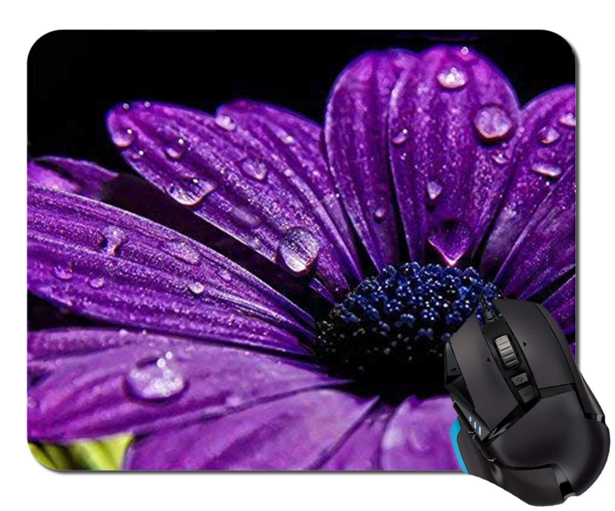 Purple Daisy Mouse Pad - Non-Slip Rubber Base with Custom Design for Computer & Laptop | Perfect for Office, Gaming & Home Workspace