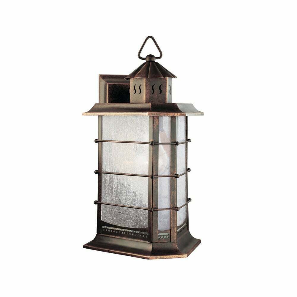 Kichler Lighting Aztec 39345 Outdoor Wall Lantern - Distressed Solid Brass Finish, Weather-Resistant Exterior Light Fixture for Porch, Patio, and Garden Decor