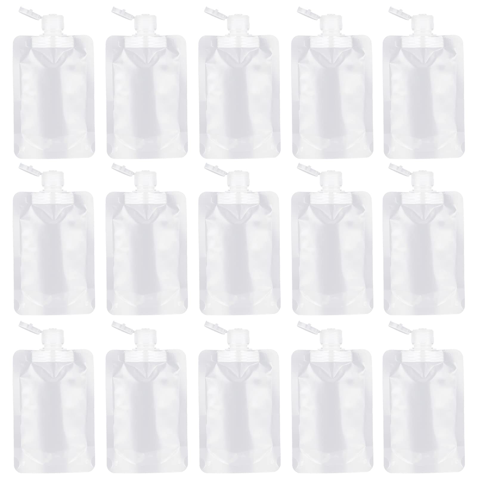 RONRONS 15 Pack Refillable Travel Squeeze Pouch Bags - 100ml/3.4oz TSA Approved Leakproof Toiletry Containers for Shampoo, Lotion & Cosmetics | Perfect for Air Travel, Gym & Camping Essentials