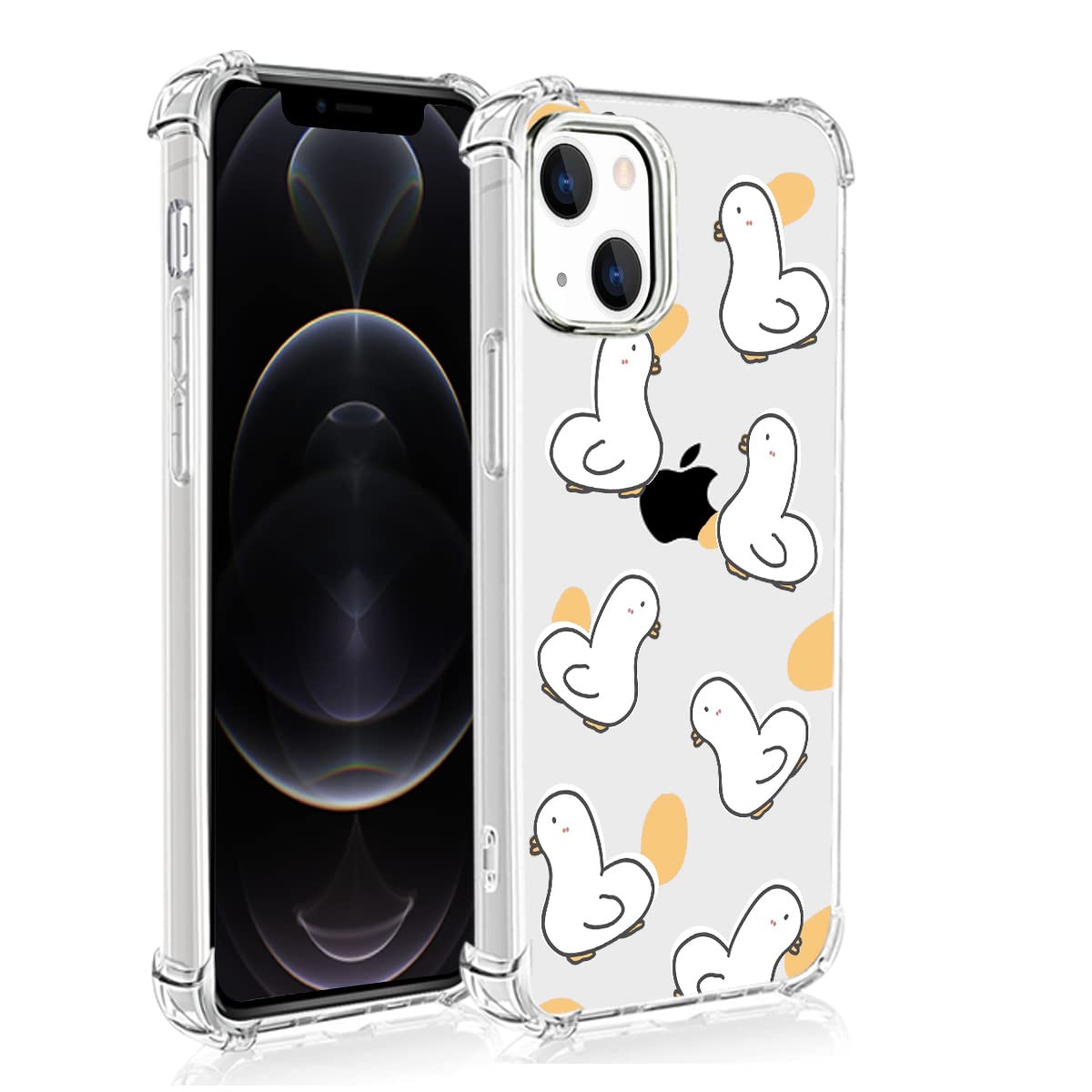 Cute White Goose Pattern iPhone 13 Pro Max Case - Soft TPU Shockproof Clear Phone Cover with Cartoon Animal Design for Women & Girls | Perfect for Everyday Use, Work, and Travel Protection
