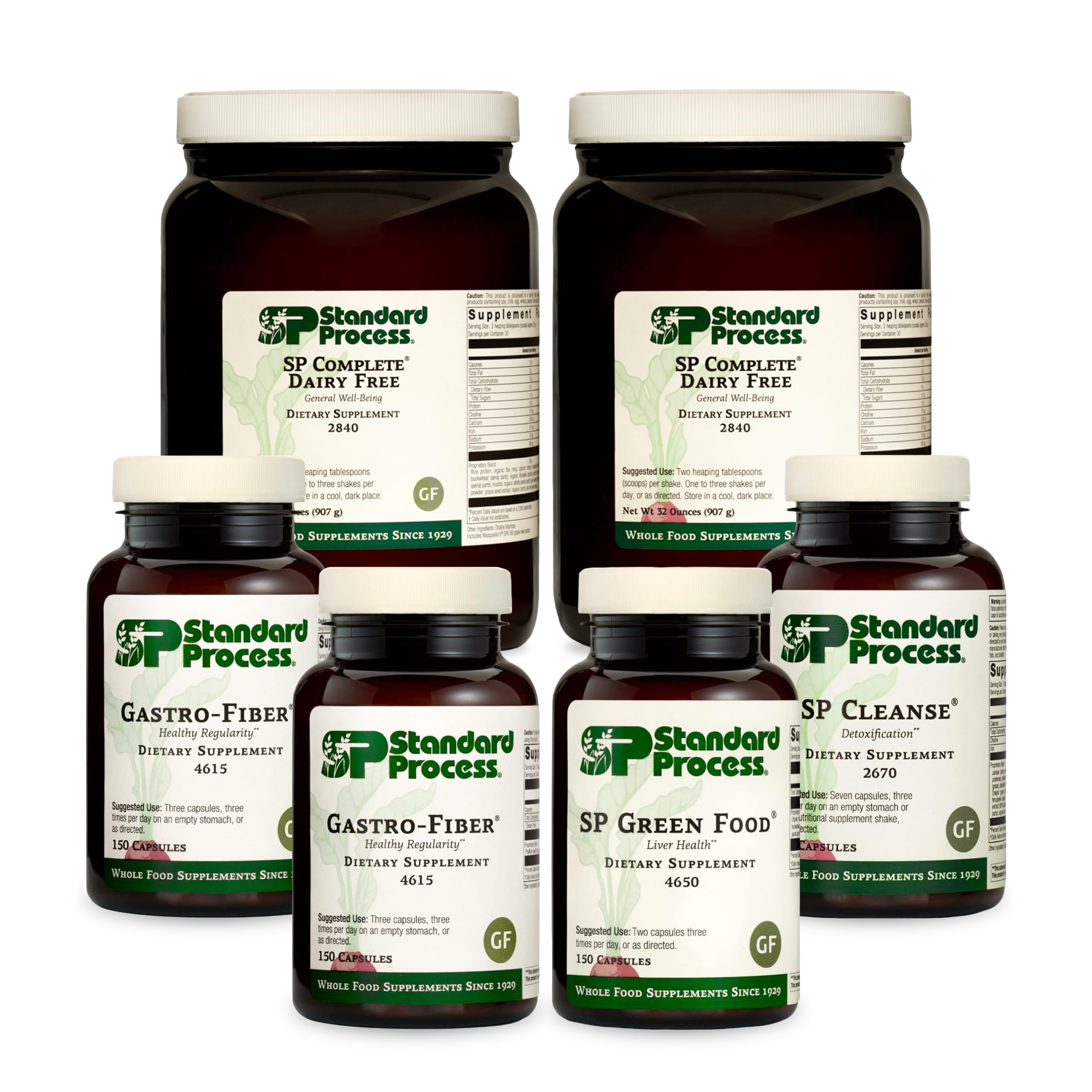 Standard Process Purification Kit with SP Complete Dairy Free & Gastro-Fiber - Liver Detox & Digestive Support Supplement with Milk Thistle, Rice Protein & Fiber | Cleanse & Wellness for Daily Detox & Gut Health