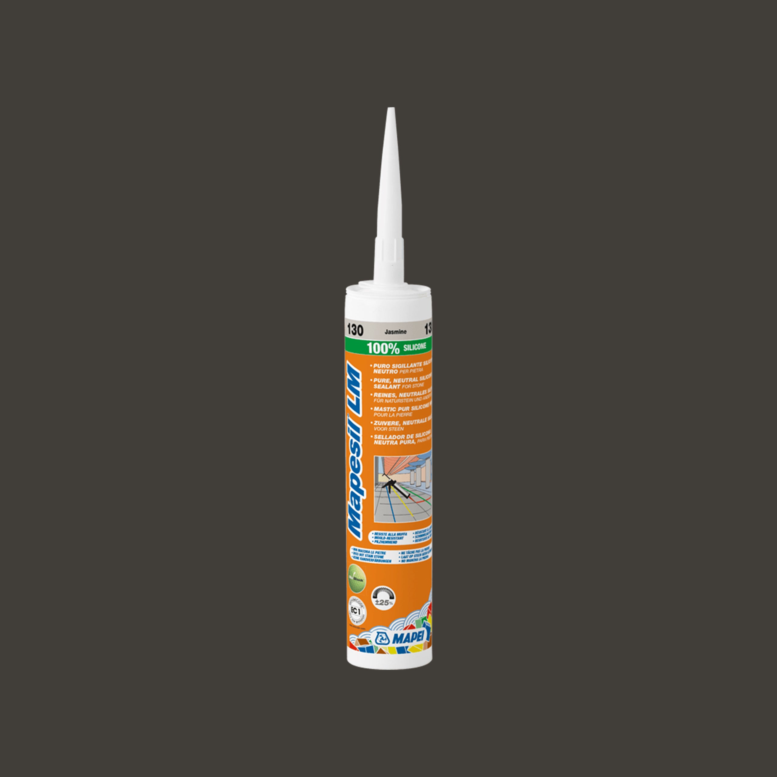 Mapei Silicone LM 120 - 310ml Black Sealant for Kitchen, Bathroom & Window - High-Performance Waterproof Adhesive for Home Repairs & DIY Projects