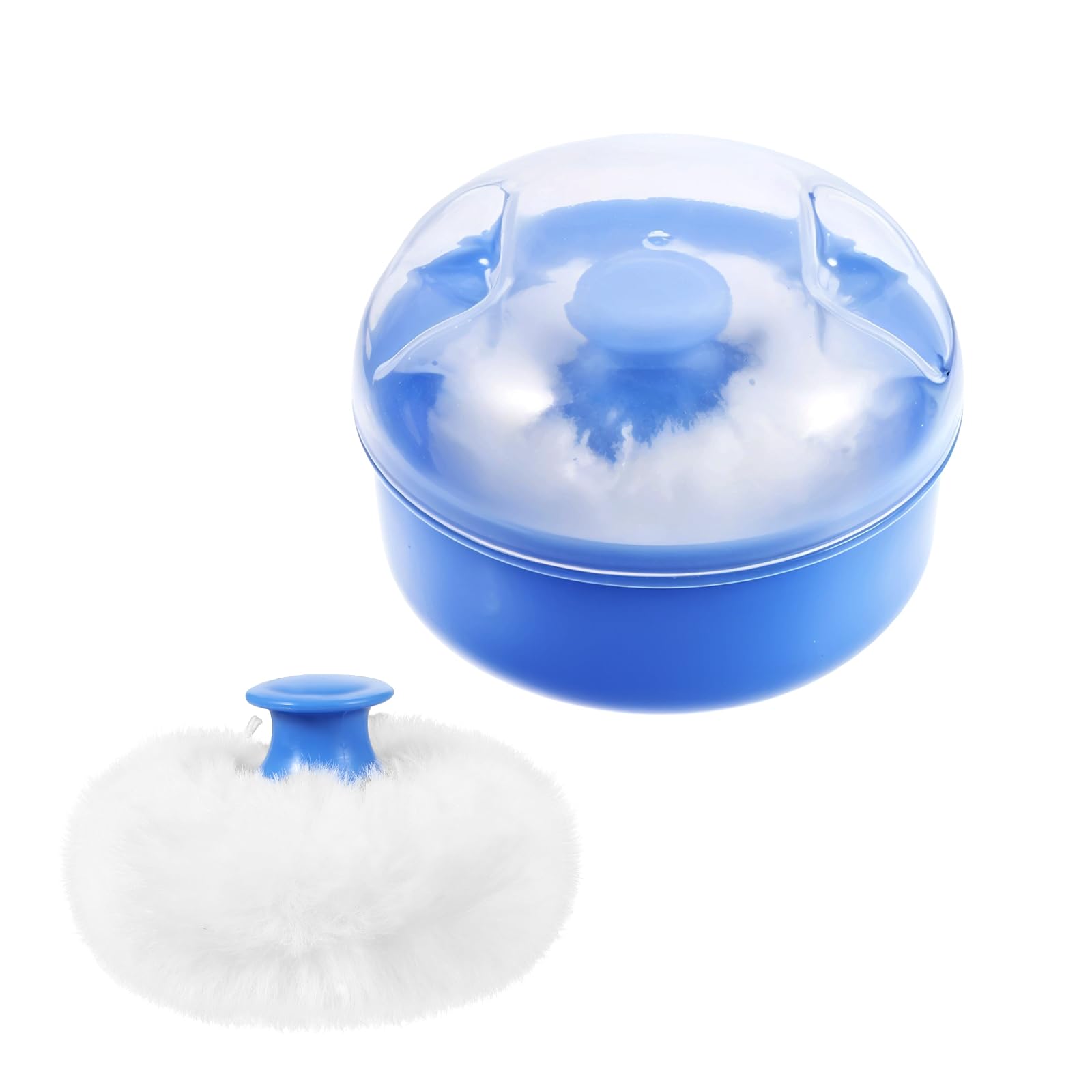Soft Baby Body Powder Puff with Travel Case - Hypoallergenic Cosmetic Puff for Face & Body Loose Powder - Perfect for Babies, Kids & Women - Ideal for Bath Time, Diaper Changes & Travel (Blue)