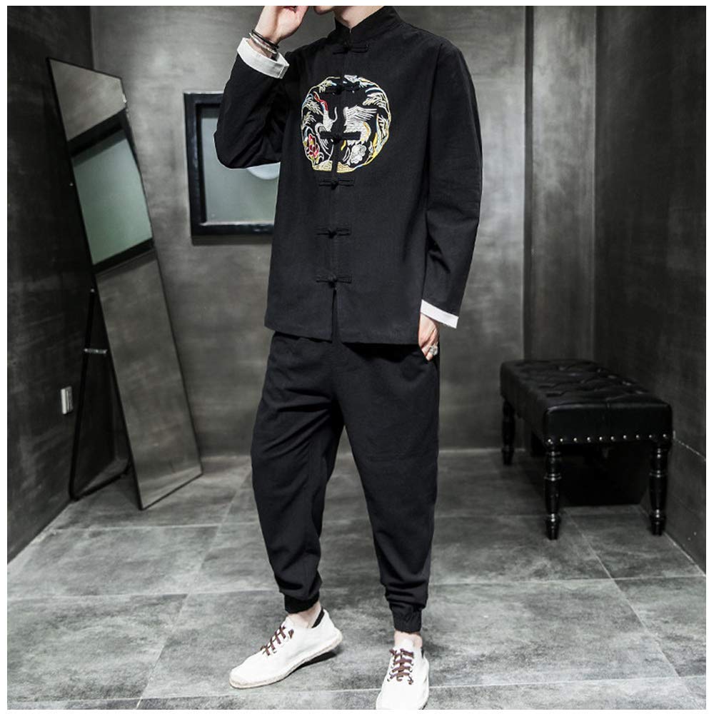 Traditional Chinese Tai Chi Uniform - Kung Fu Martial Arts Training Suit for Men & Women | Wing Chun, Shaolin, Taekwondo, Qi Gong Practice | Breathable Black Cotton Apparel for Meditation & Performance