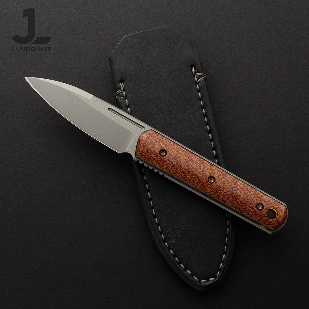 Feist Fixie Handmade Knife - Magnacut Steel Blade with Vintage Micarta & Ultem Handle - EDC Pocket Knife for Outdoor Camping, Hiking and Everyday Carry
