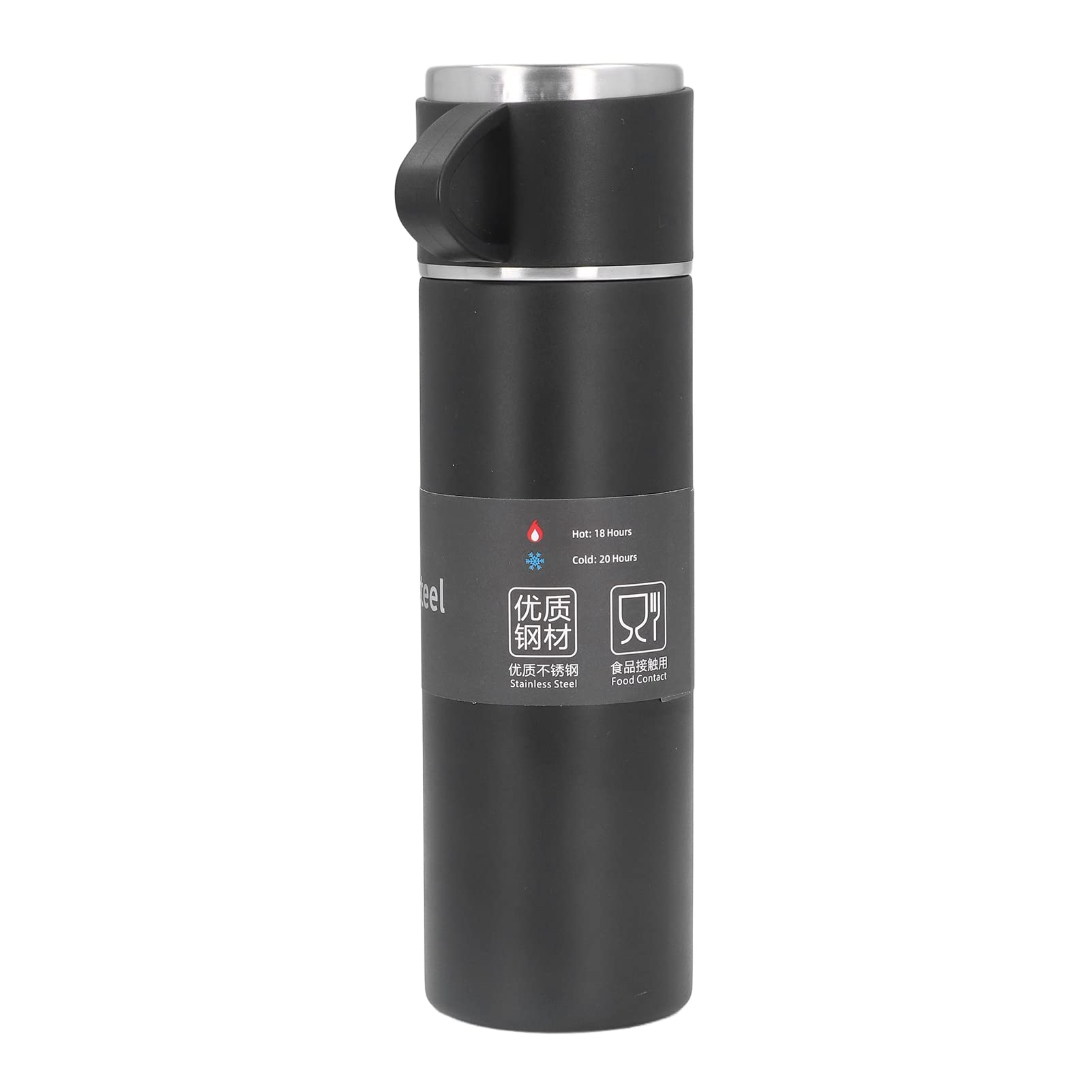 Premium 500ml (12.5oz) Stainless Steel Vacuum Insulated Coffee Mug - Double Wall Thermal Travel Tumbler for Hot & Cold Drinks - Leakproof Portable Coffee Cup for Office, Camping, Hiking & Outdoor Activities (Black)