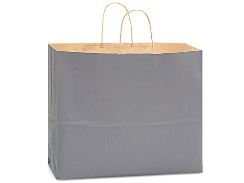 Eco-Friendly Recycled Kraft Paper Shopping Bags - Charcoal Gray - 16