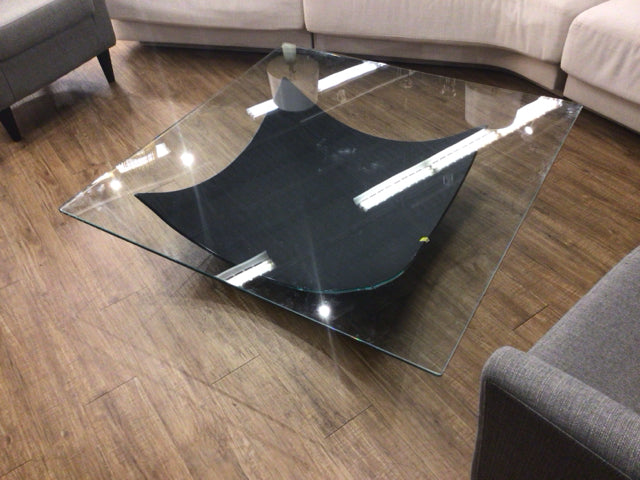 Modern Glass Top Coffee Table with Black Glass Base - Stylish & Durable Living Room Centerpiece for Home Decor