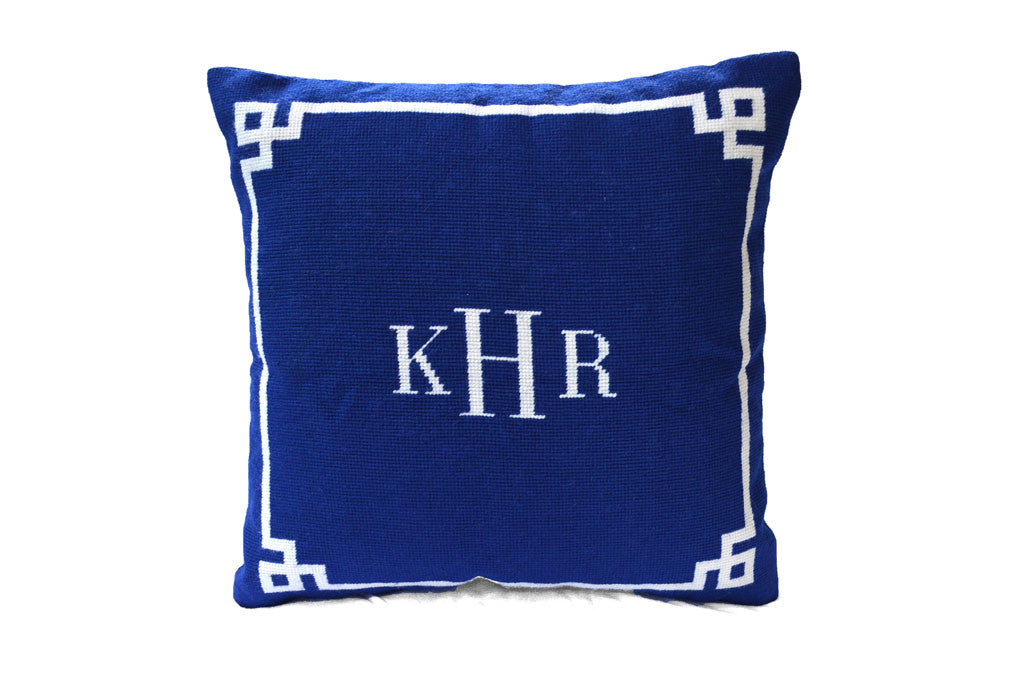 Personalized Monogram Needlepoint Decorative Throw Pillow - Perfect for Sofa, Bed & Home Decor Accent