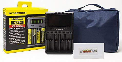 NITECORE NEW i4 Smart Battery Charger for Li-ion, Ni-MH, AA, AAA, 18650, 16340, 26650 Rechargeable Batteries with Vimbuy Storage Case - Perfect for Home, Office, and Travel Use