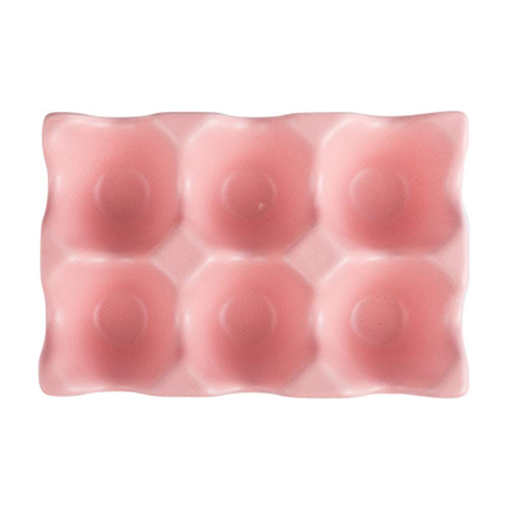 UPKOCH 6-Slot Ceramic Egg Holder - Anti-Slip Refrigerator Egg Storage Container with Shockproof Design (Pink) - Perfect for Kitchen Organization & Fresh Egg Preservation