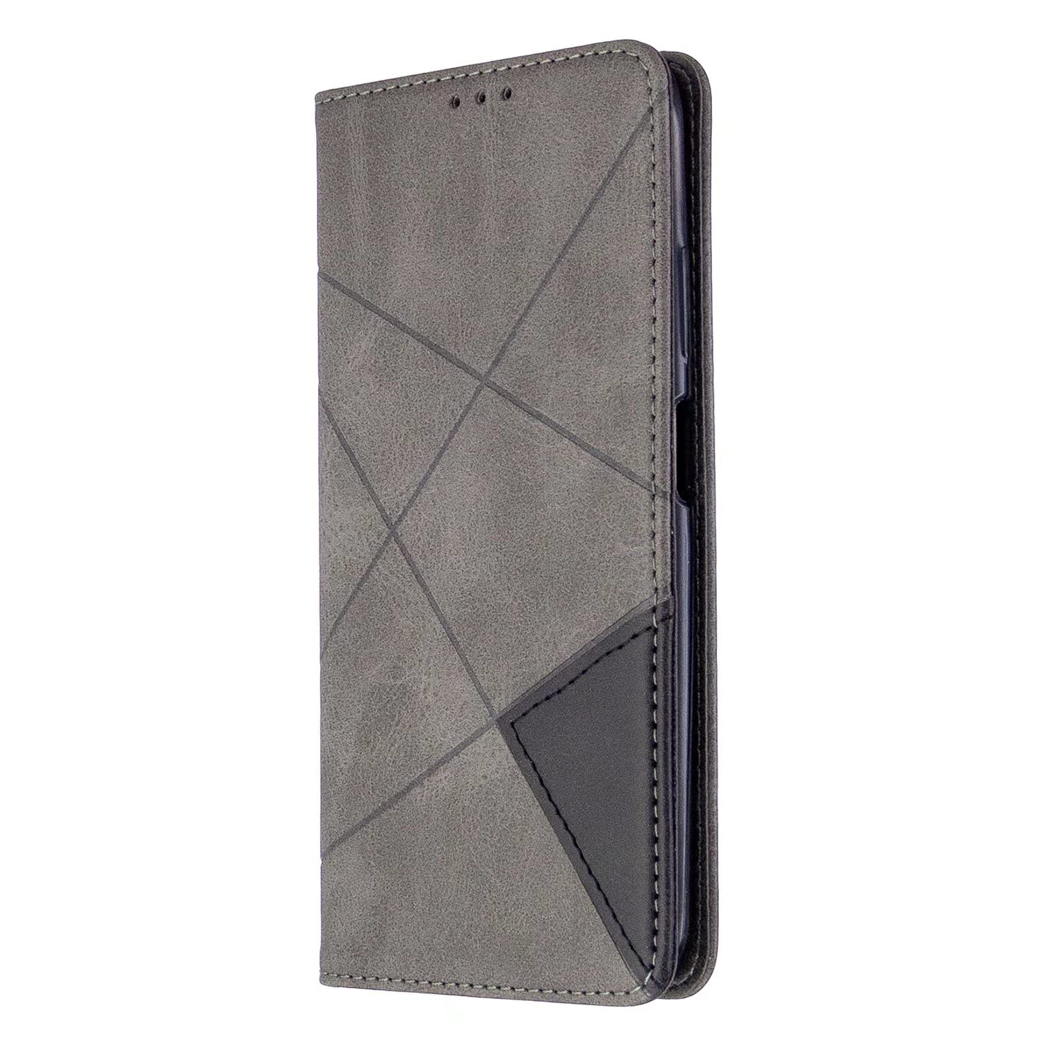 Shockproof Synthetic Leather Magnetic Money Holder Case for iPhone 15 - Slim TPU Silicone Gel Protective Cover (Grey) - Perfect for Everyday Use, Travel & Wireless Charging