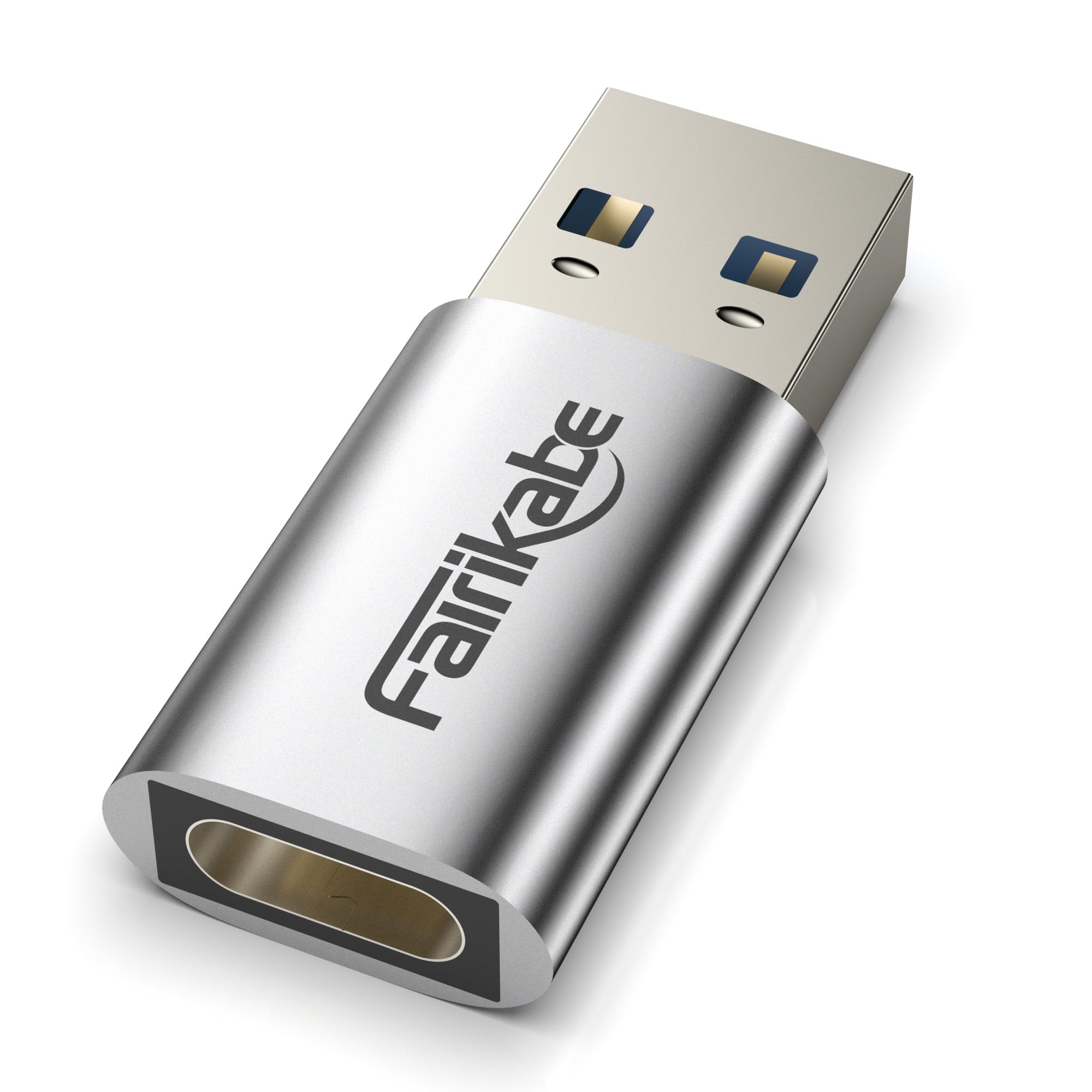 Fairikabe 5Gbps USB 3.0 to USB C Adapter (Silver) - USB C Female to USB Male Converter, Type C to USB 3.0 Adapter for Laptop, Computer, Charger, Power Bank - Perfect for Data Transfer & Charging Devices