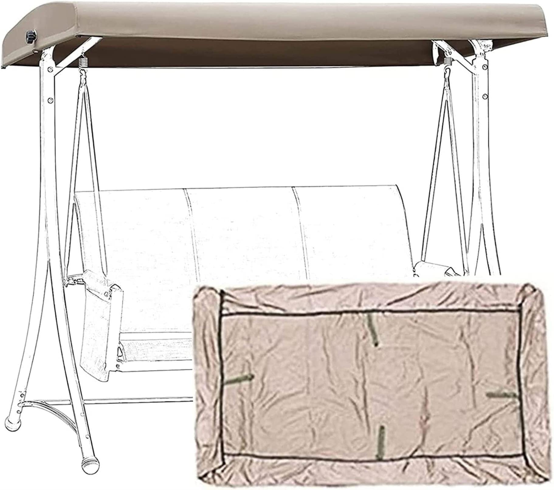 Waterproof Oxford Cloth Replacement Canopy for 2/3-Seater Outdoor Swing Chair - Grey 195x125x15cm | Patio Swing Seat Cover for Sun Protection & Rain Shelter | Perfect for Backyard, Garden, and Porch Relaxation