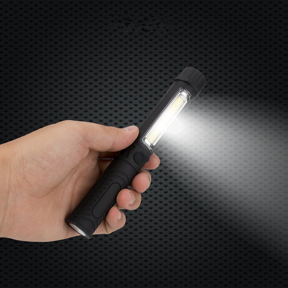ZPZZ Magnetic COB Flashlight - Portable Multifunction Work Light, Headlamp with Battery Power for Camping, Hiking, Emergency & Home Repair (Black)