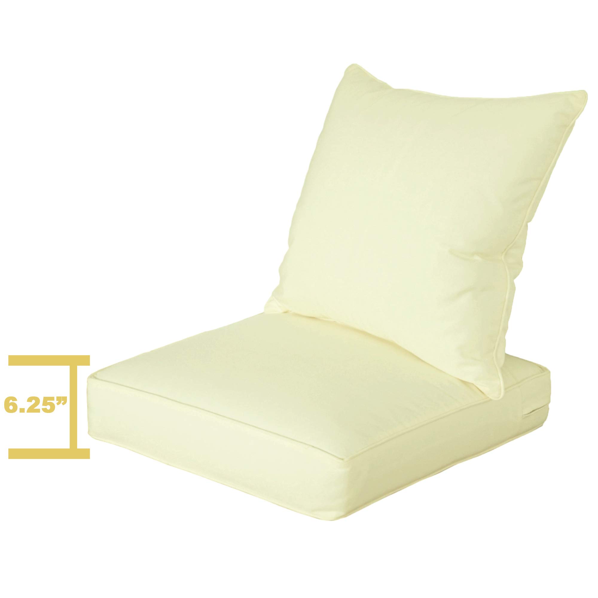 SewKer 24x24 Inch All-Weather Outdoor Indoor Chair Cushion Set - Waterproof Patio Furniture Replacement Cushions (Back & Seat) in Pale Yellow - Perfect for Garden, Deck, Poolside & Living Room