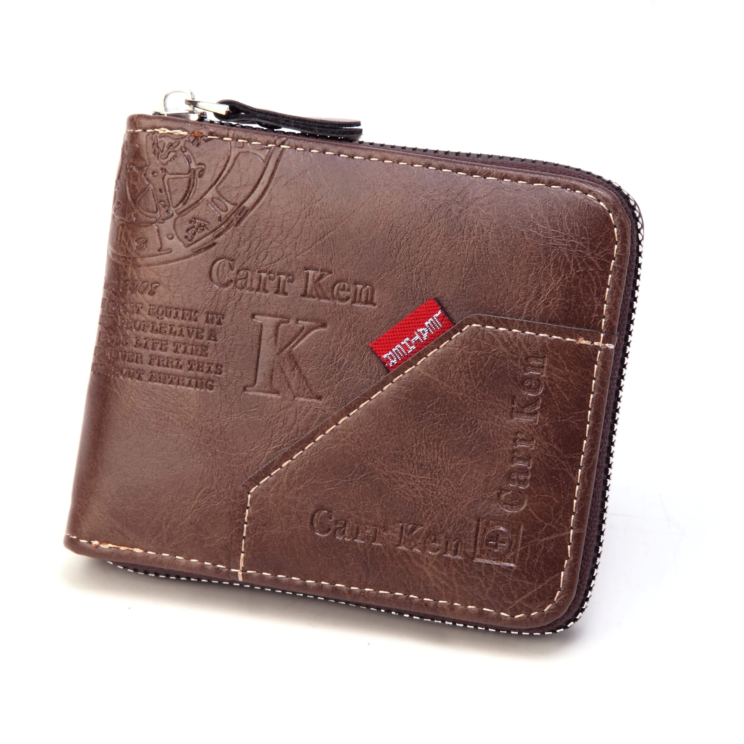 Men's RFID Blocking Leather Bifold Wallet with Zipper & ID Window - Credit Card Holder, Coin Pocket & Money Clip - Light Brown - Perfect Gift for Him, Ideal for Travel, Business & Everyday Use