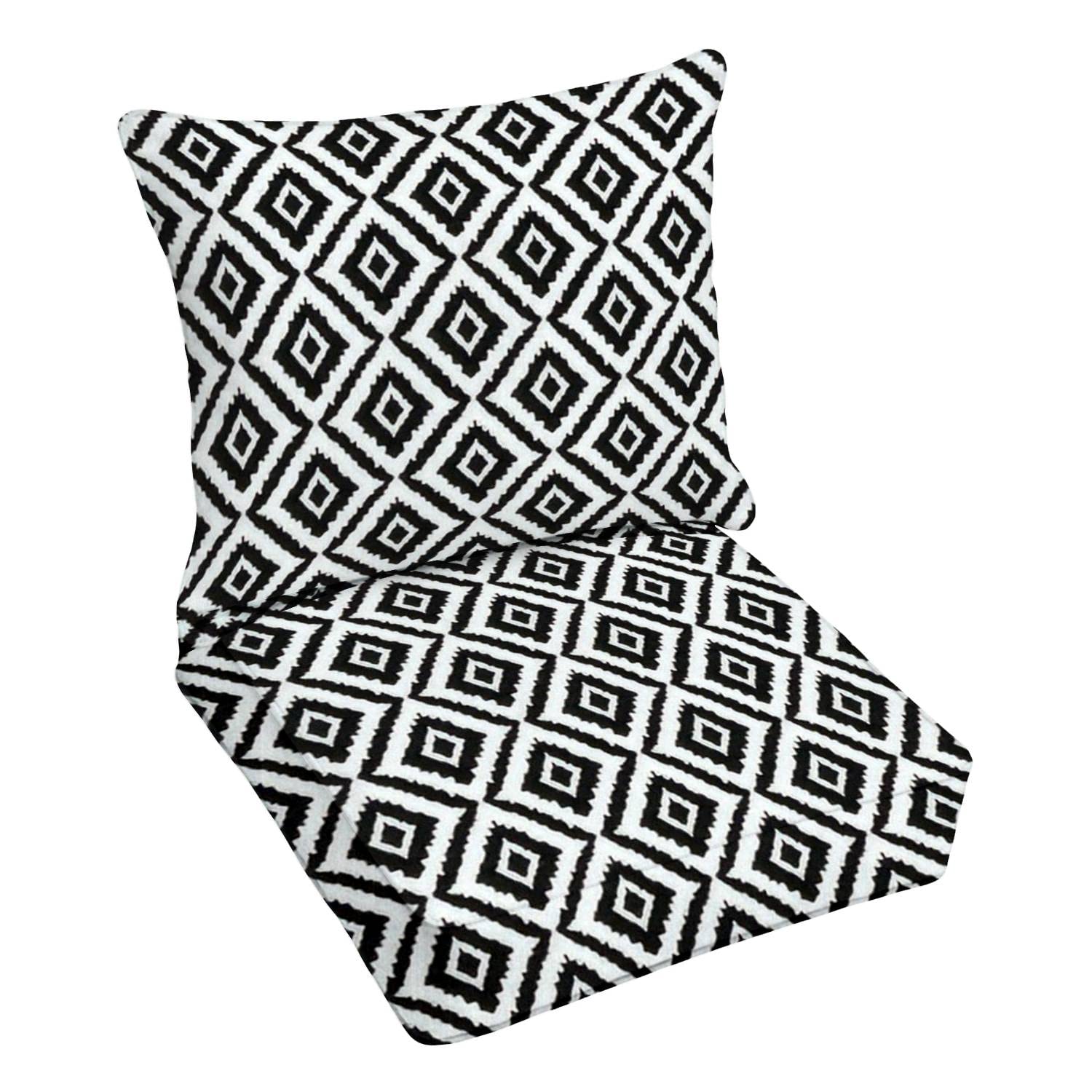 Premium Outdoor Deep Seating Cushion Set - Abstract Tribal Ikat Pattern, Water-Resistant Patio Furniture Replacement Cushions for Lounge Chairs - Perfect for Backyard, Poolside & Garden Conversation Areas
