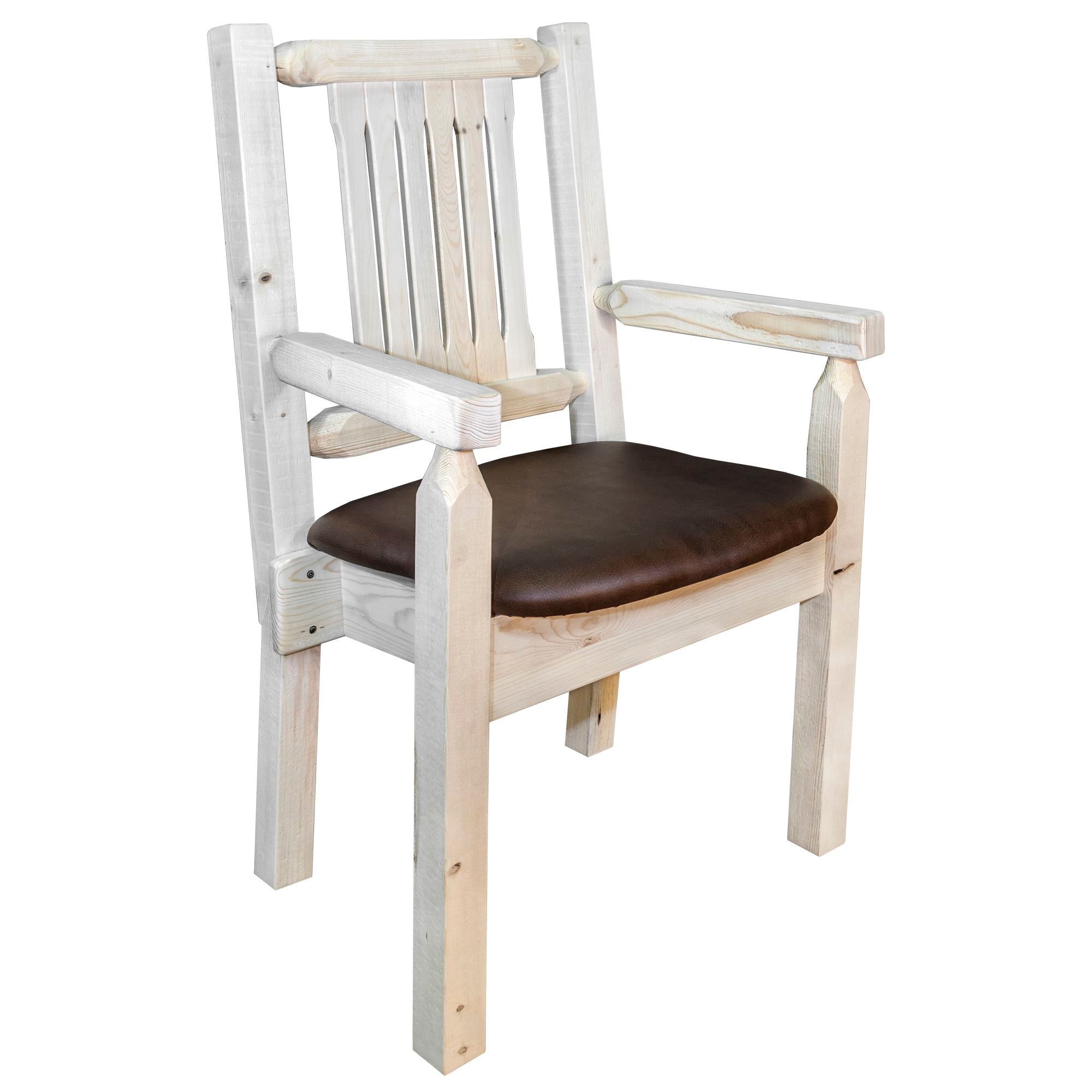 Homestead Captain's Chair with Upholstered Seat & Saddle Pattern - Comfortable Dining Chair for Kitchen, Office, or Farmhouse Decor