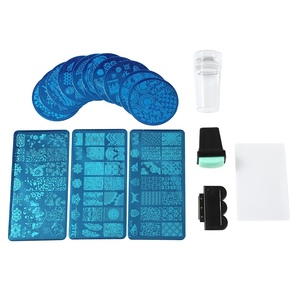 13Pcs Floral Forest Nail Art Stamping Plates with 2 Stamper Scraper Sets - Professional Nail Stamp Plates for DIY Manicure & Nail Design | Perfect for Home Salon, Party Nail Art, and Gift Giving