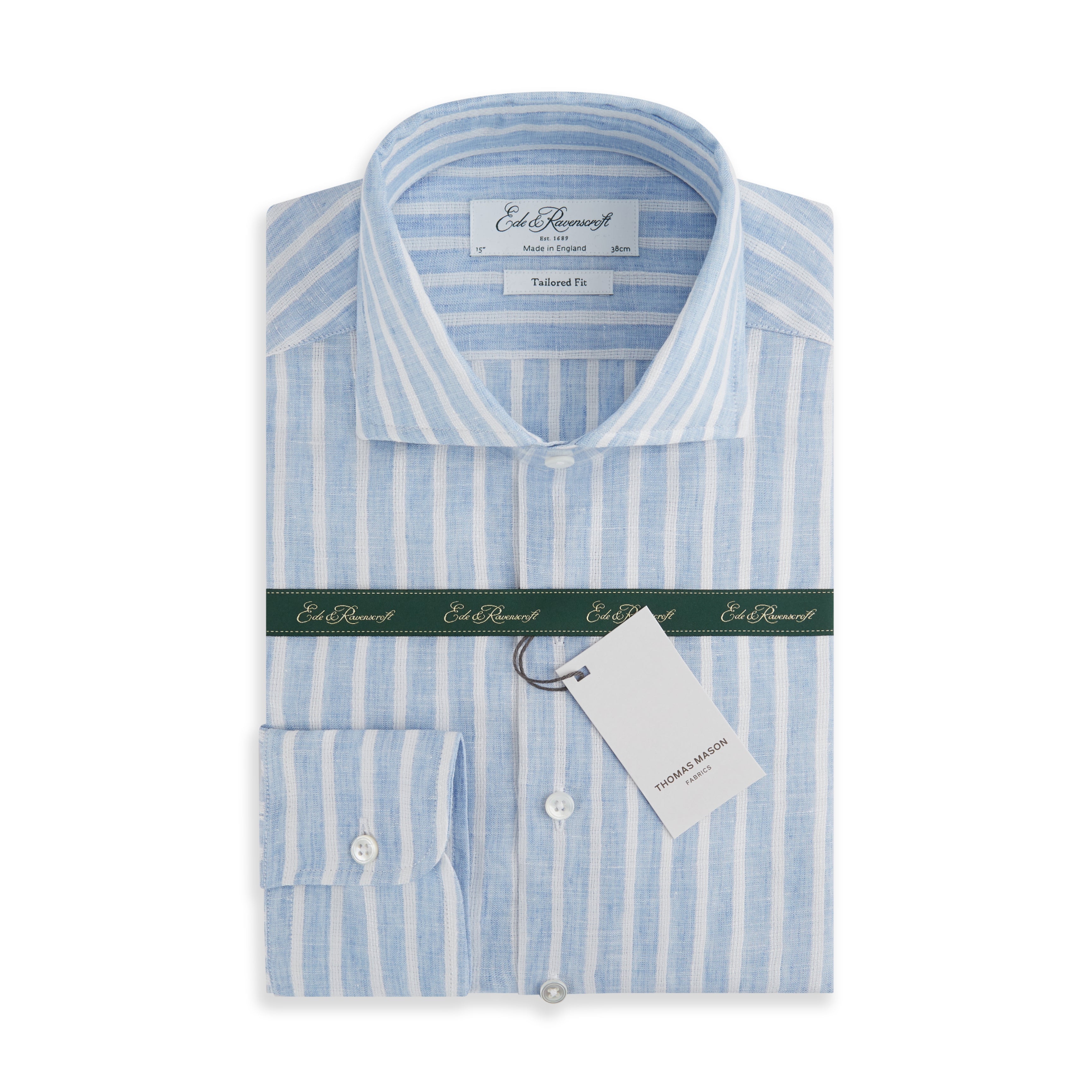 Ampton Men's Blue & White Striped Linen Shirt - Breathable Summer Casual Button Down for Beach, Vacation & Outdoor Activities