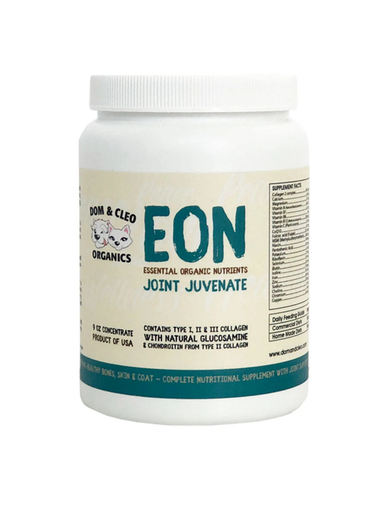 Dom & Cleo EON Joint Juvenate Supplement for Dogs & Cats - Small & Large Sizes - Supports Mobility & Joint Health for Active Pets