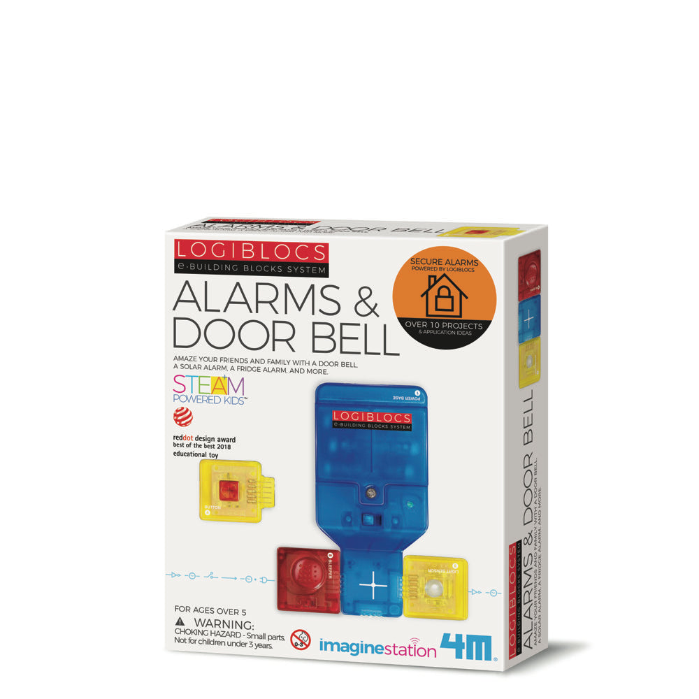 4M FSG6807 Logiblocs Alarms and Door Bell - STEM Educational Toy for Kids | Fun Science Learning & DIY Home Security Projects | Perfect for Classroom, Birthday Gifts & Family Activities