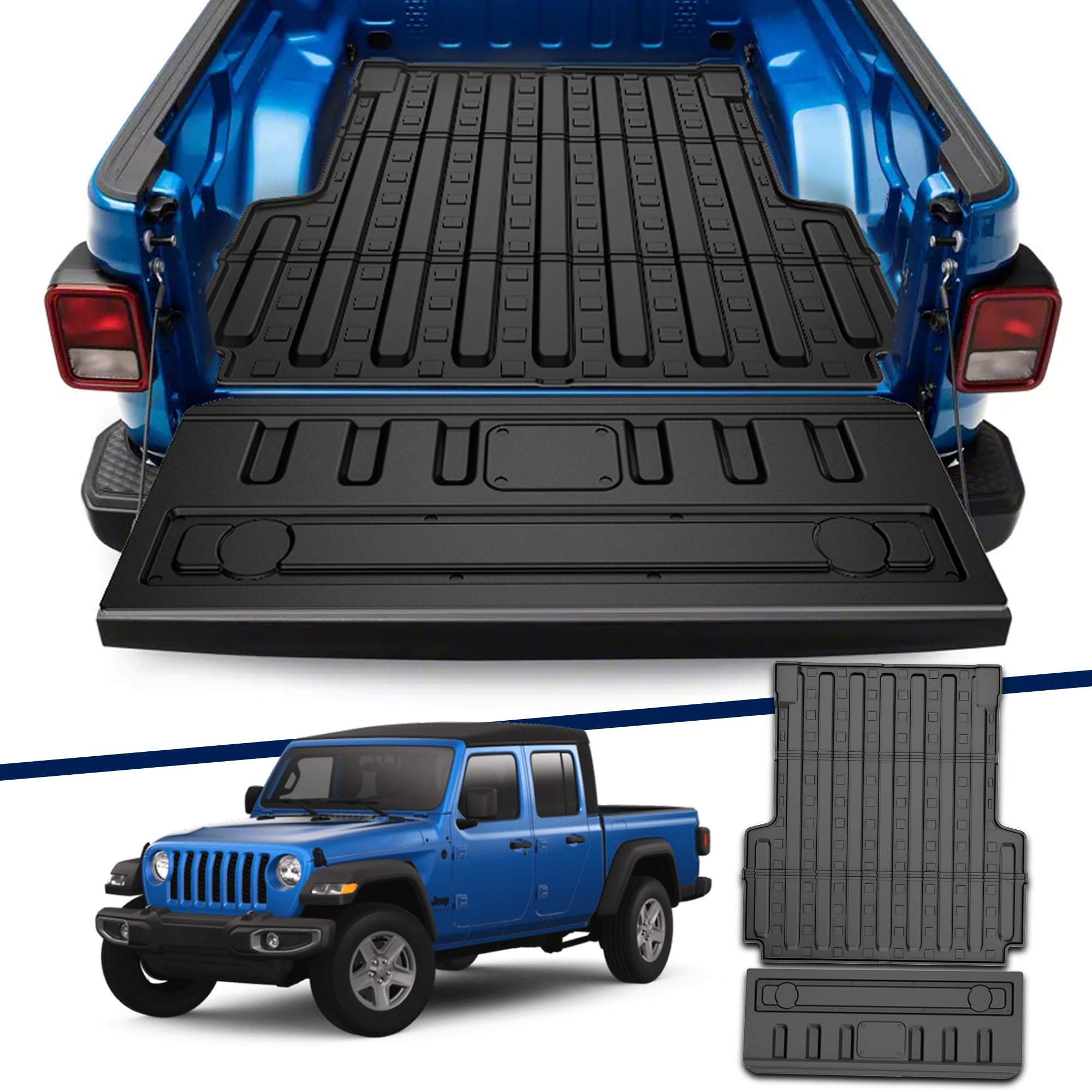 AOMSAZTO Heavy Duty TPE Truck Bed Mat & Tailgate Liner for 2020-2025 Jeep Gladiator JT | Durable Non-Slip Bed Protection | Perfect for Off-Roading, Camping & Hauling Gear