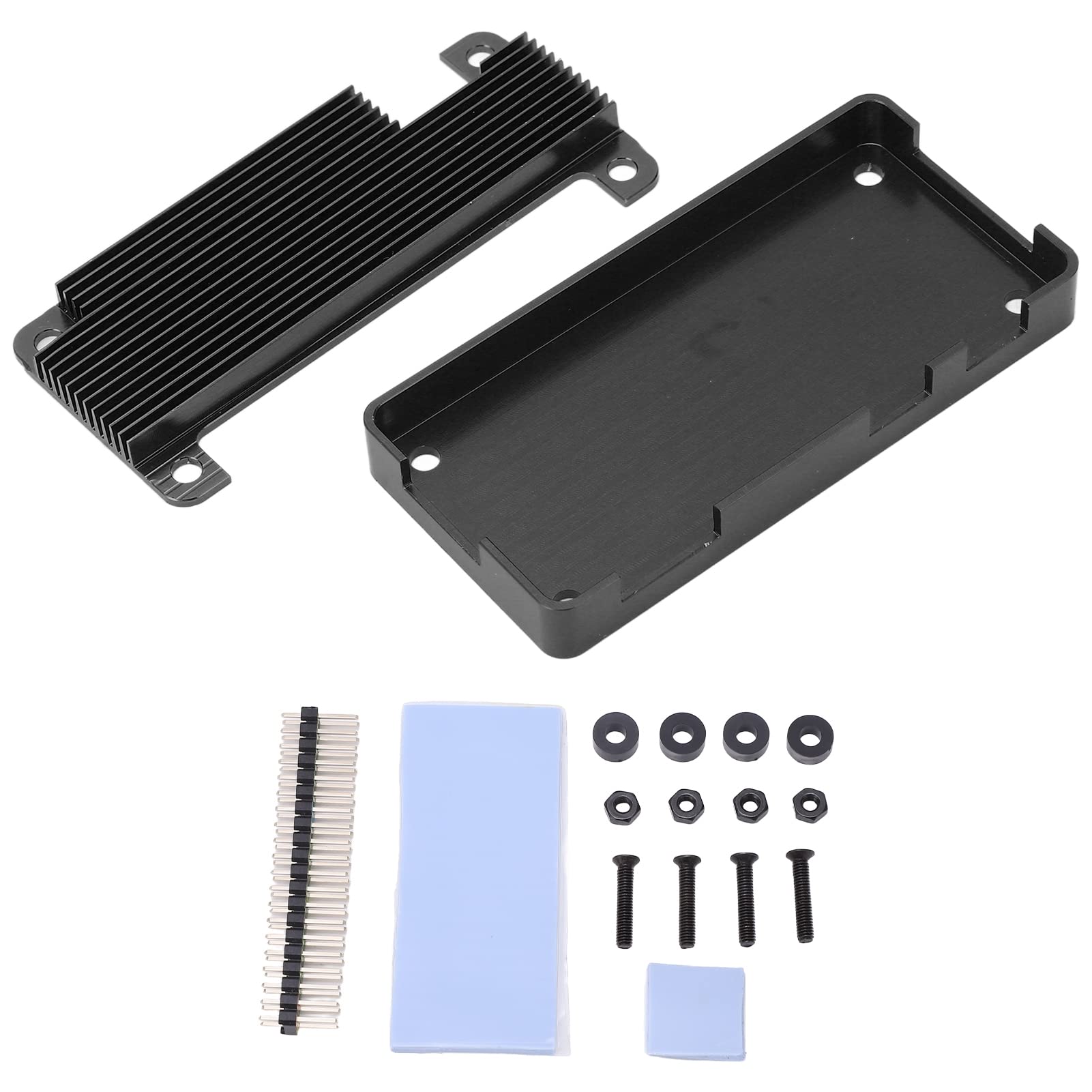 Raspberry Pi Aluminum Alloy Cooling Case - Black Plastic Heat Dissipation Enclosure for Raspberry Pi 4/3B+/3B - Perfect for Gaming, Media Centers & DIY Projects