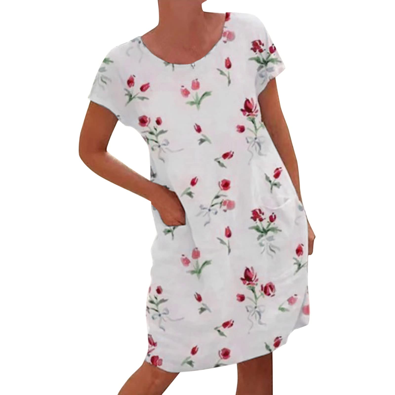 Women's Casual Summer & Fall Lace Patchwork Tank Dress - Short Sleeve Boho Style for Beach, Vacation, and Everyday Wear