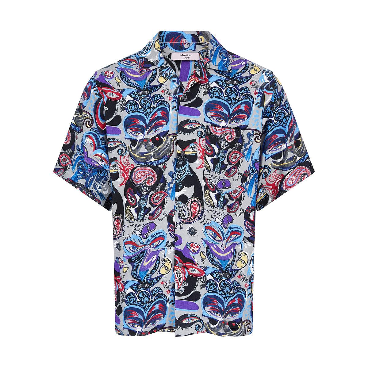 Stylish Hawaiian Shirt 'Grey Creature' - Men's Tropical Aloha Shirt for Beach Vacation, Summer Party & Casual Wear