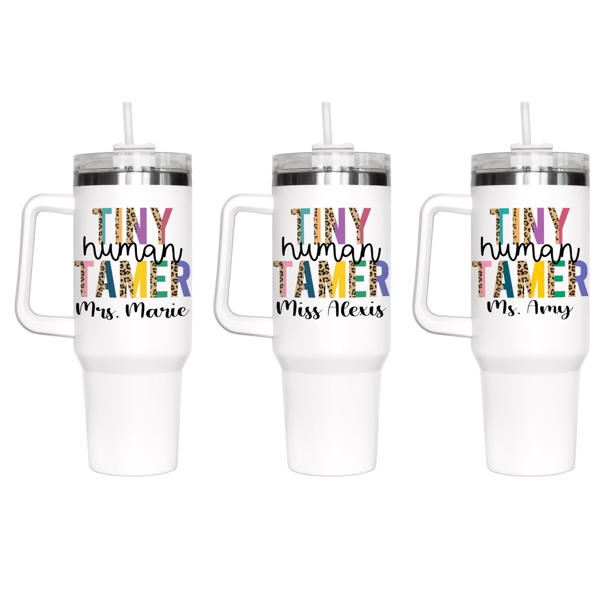 Personalized Tiny Human Tamer Tumbler - 20oz & 40oz Skinny Stainless Steel Cup - Custom Teacher Gift for Preschool, Daycare & Student Teachers - Perfect for Classroom, Teacher Appreciation & End of Year Gifts