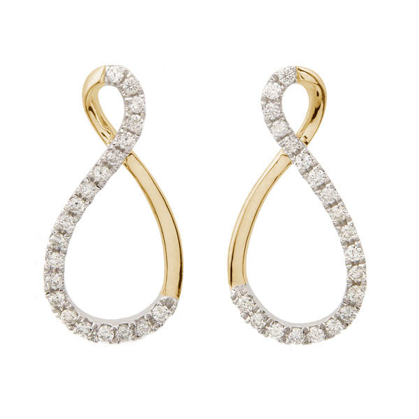 14K Gold Infinity Diamond Stud Earrings for Women - Elegant & Timeless Jewelry Gift for Anniversary, Wedding, Birthday - Perfect for Everyday Wear & Special Occasions