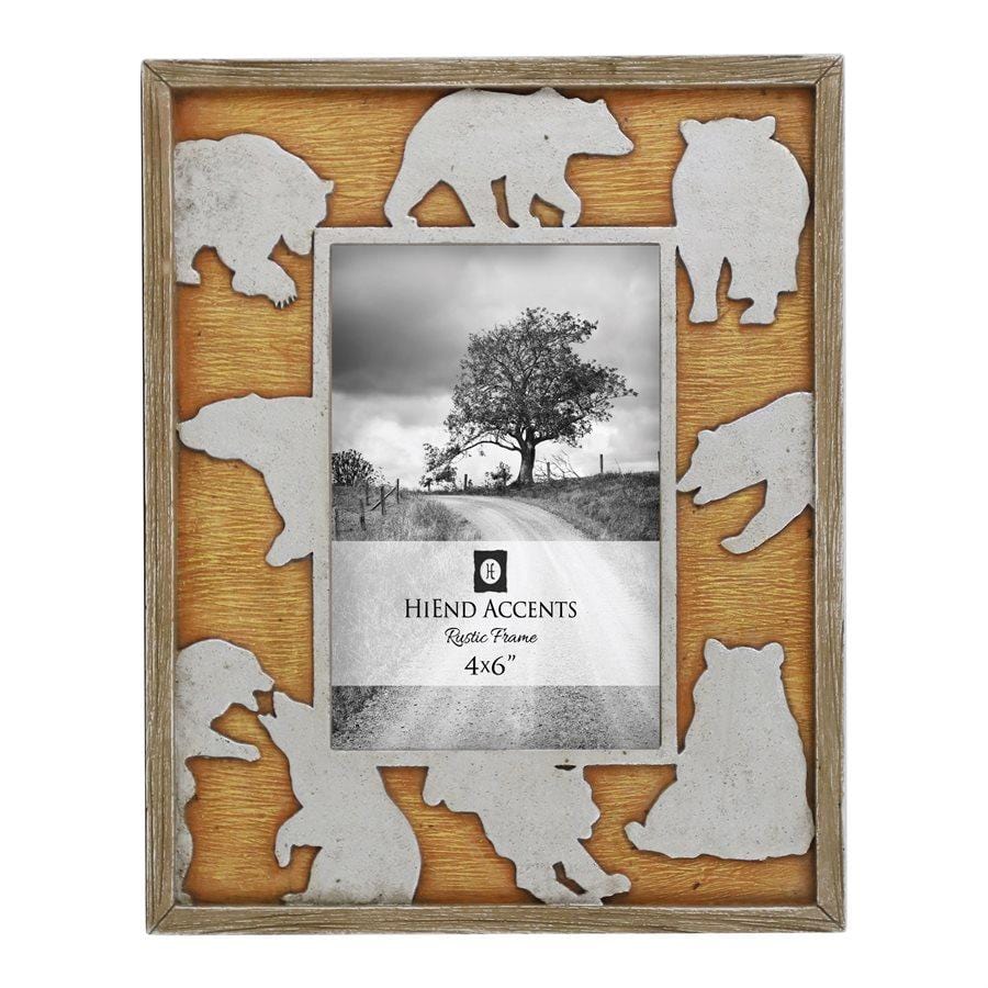 Bear Cutout Picture Frame - Rustic Wooden Photo Display for Wall Decor, Nursery, Kids Room & Farmhouse Style - Perfect for Family Photos, Baby Pictures & Home Décor