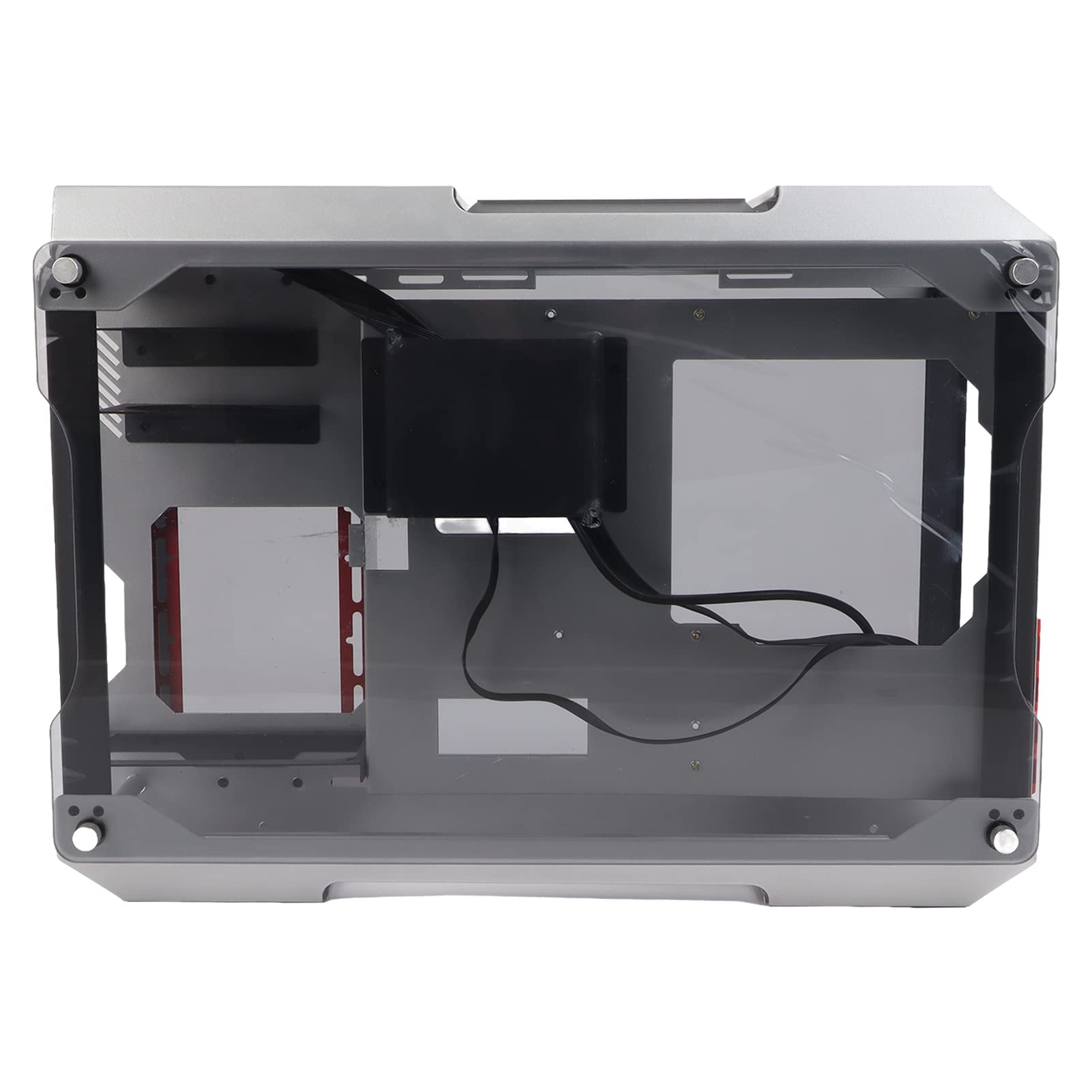 Mini ITX Computer Case - Durable & Easy Open Design with Efficient Heat Dissipation | Stable Temperature Semi-Open Desktop PC Case (Silver) | Perfect for Home Office, Gaming & Compact Workstations