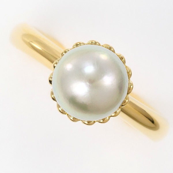 18K Yellow Gold Akoya Pearl Ring for Women - Elegant Japanese Cultured Pearl Jewelry - Perfect for Weddings, Anniversaries & Special Occasions