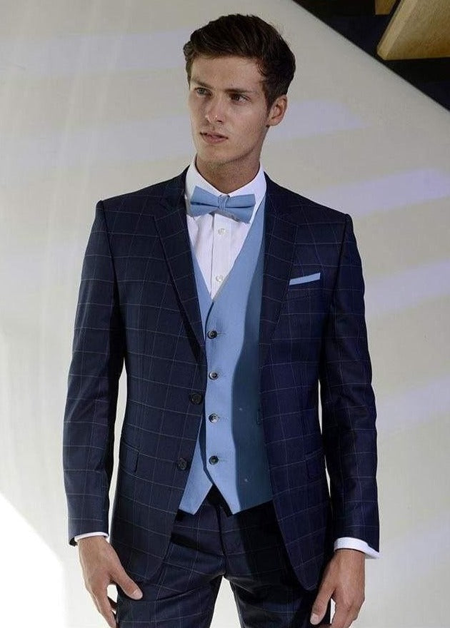 Premium Heirloom Panama Blue Single Breasted Luxury Waistcoat for Men - Elegant Formal Wear for Weddings, Business & Special Occasions
