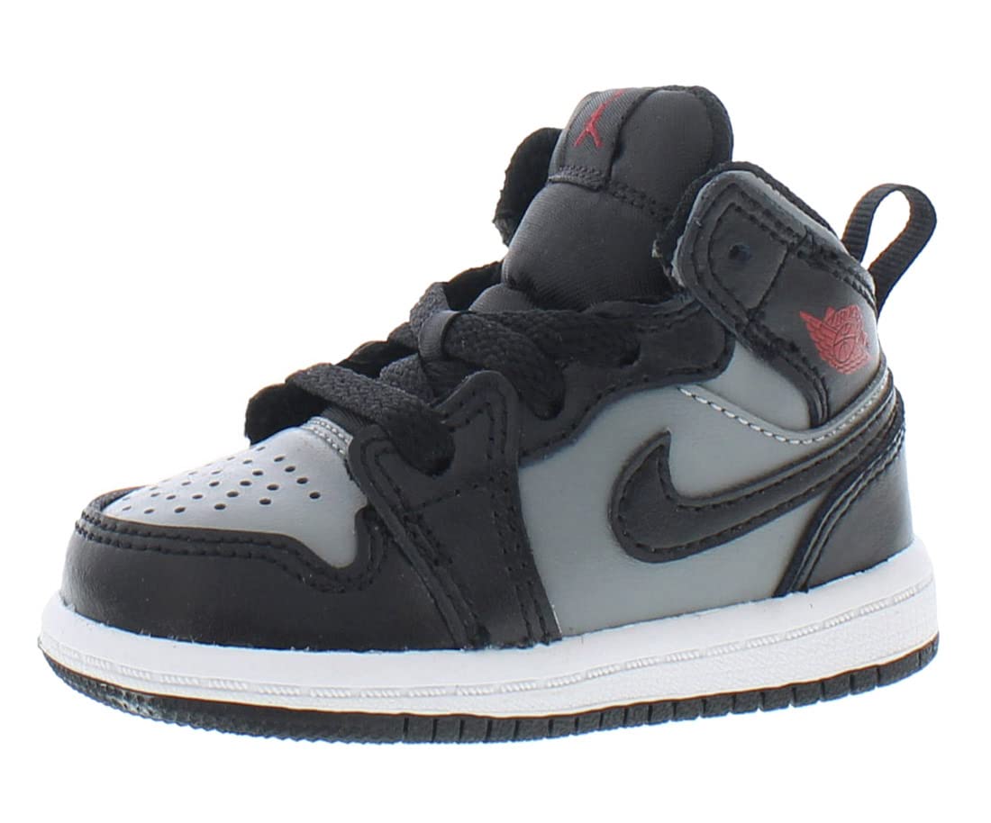 Jordan 1 Mid Toddler Shoes - Black/Gym Red/Particle Grey (640735-096) - Size 9 | Basketball Sneakers for Kids, Casual Wear & Playtime