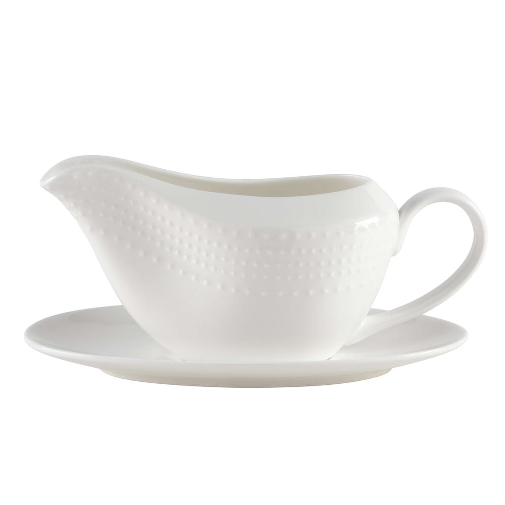 Nellie Ceramic Gravy Boat with Stand - Elegant Serving Dish for Thanksgiving, Christmas & Holiday Dinners - Perfect for Sauces, Gravies & Dressings