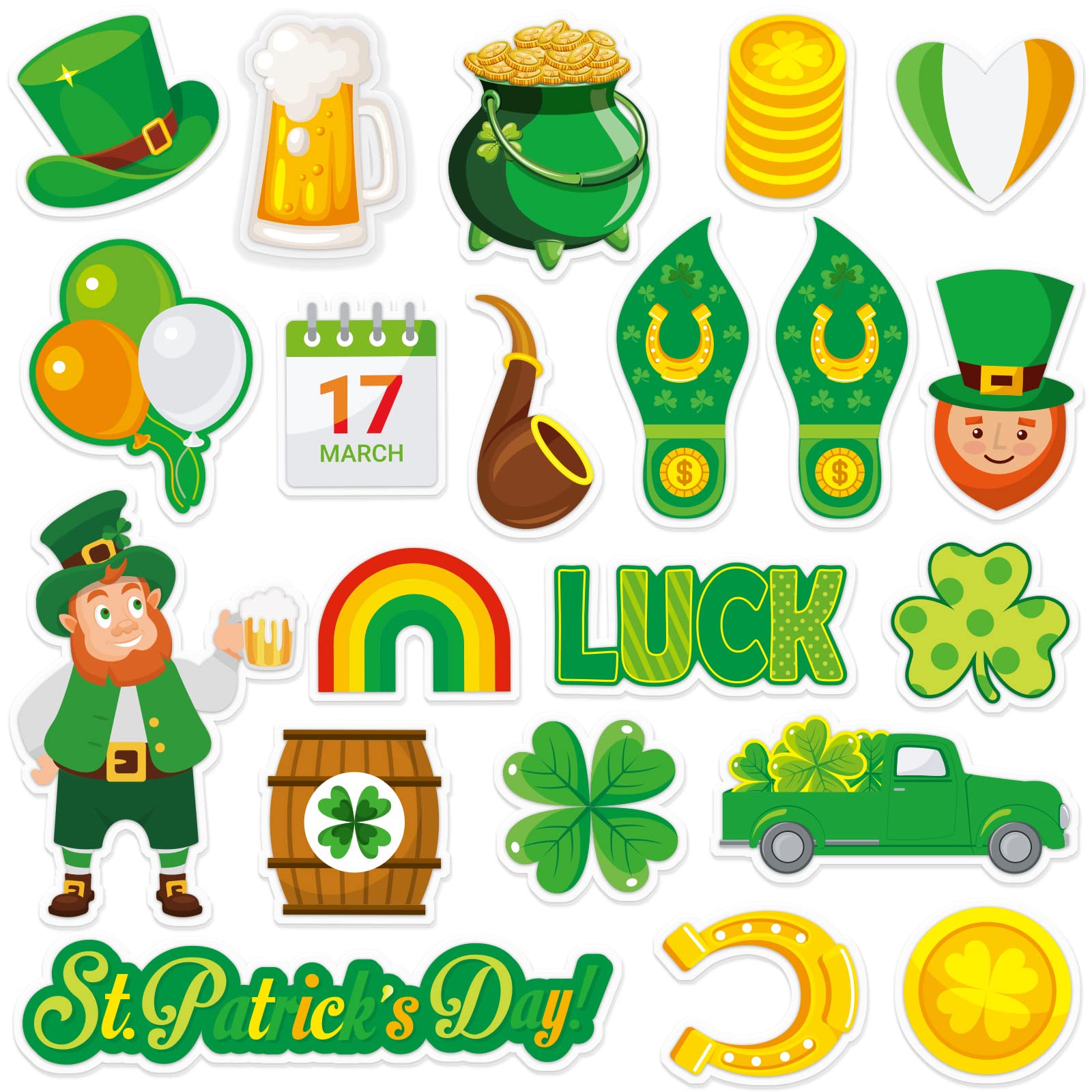 St. Patrick's Day Thick Gel Window Clings - Removable & Reusable Spring Decor for Kids, Toddlers & Adults | Home, Classroom, Nursery, Airplane & Party Decorations | Perfect for Seasonal Celebrations, Holiday Parties & DIY Home Decor