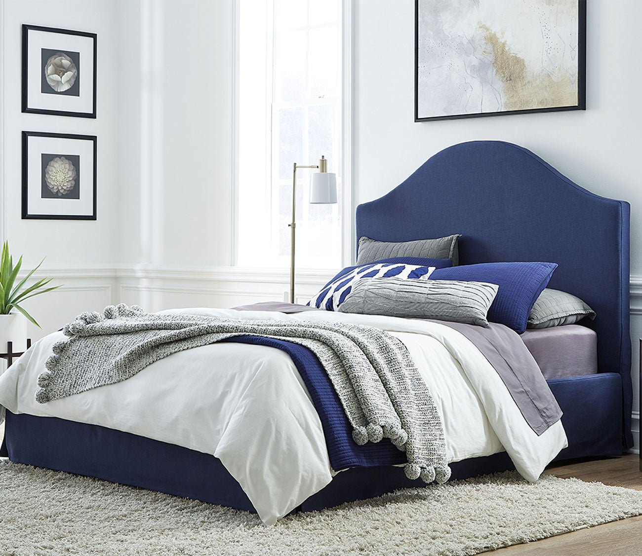 Modus Furniture Sur Upholstered Skirted Storage Panel Bed - Queen Size Platform Bed with Hidden Storage - Perfect for Small Bedrooms & Guest Rooms
