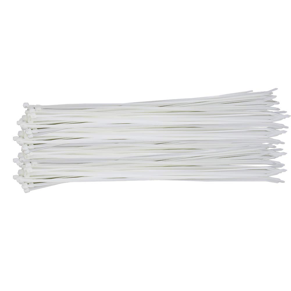 Jutagoss 200-Pack 7.87-Inch White Nylon Self-Locking Cable Ties - Heavy Duty Zip Ties for Wire Management, Home Organization & DIY Projects