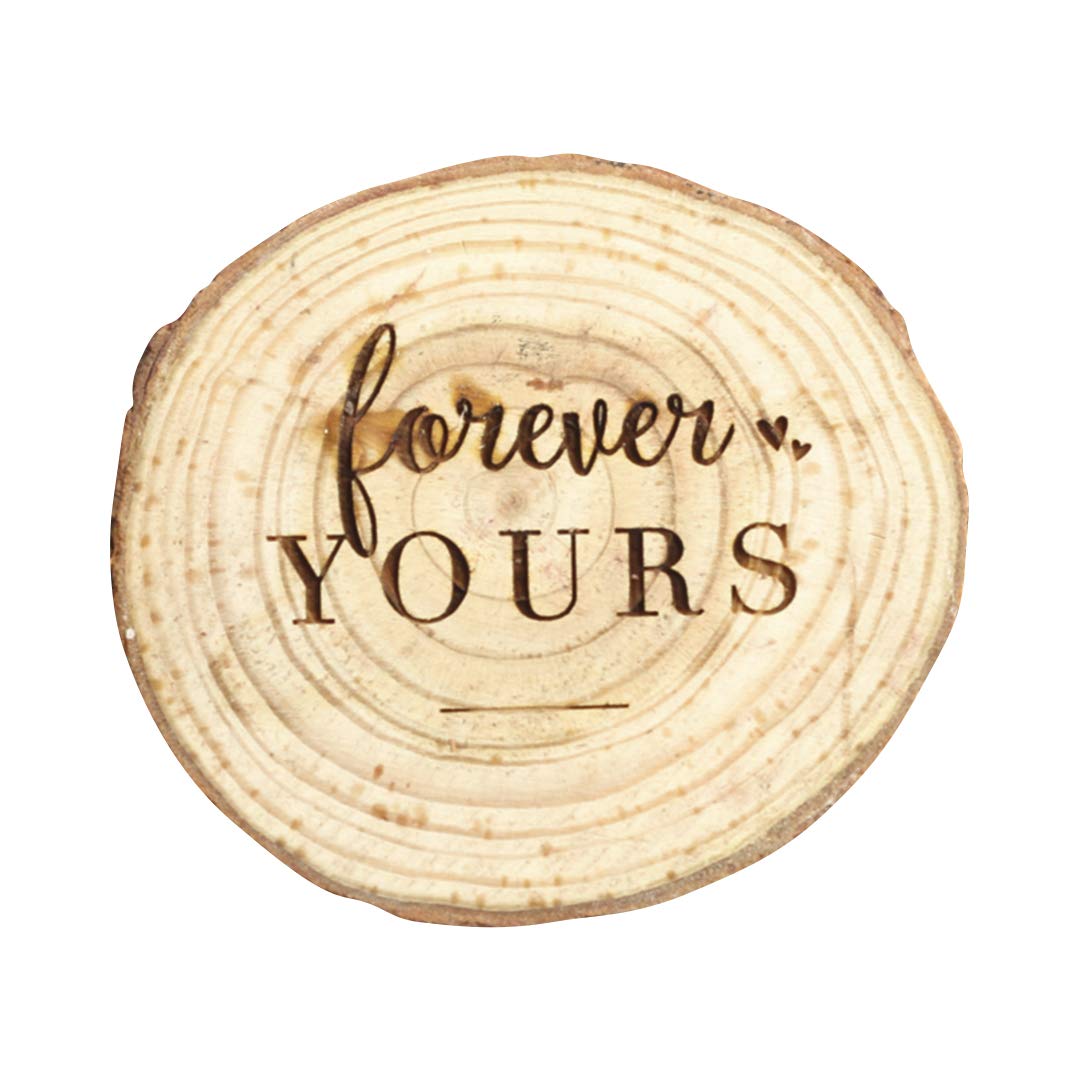 Koyal Wholesale Engraved Oak Ring Box - Real Wood Engagement & Wedding Ring Box Set for Him & Her - Forever Yours Proposal Gift - Boho Style Wedding Ceremony Jewelry Box - Perfect for Proposals, Vow Renewals & Anniversary Gifts