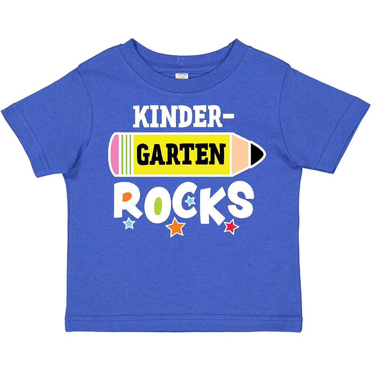 Kindergarten Rocks with Pencil and Stars Toddler T-Shirt - Cute Graphic Tee for Boys & Girls - Perfect for First Day of School, Playdates & Preschool Activities