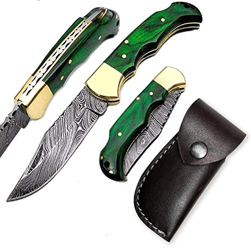 Premium Damascus Steel Folding Pocket Knife - 6.5